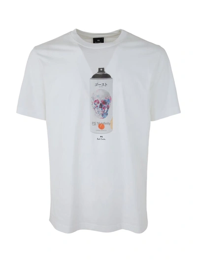 Shop Ps By Paul Smith Ps Paul Smith Mens Reg Fit T-shirt Spraypaint Clothing In White
