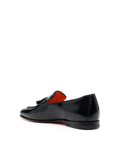 Shop Santoni Grizzly Loafers Shoes In Black