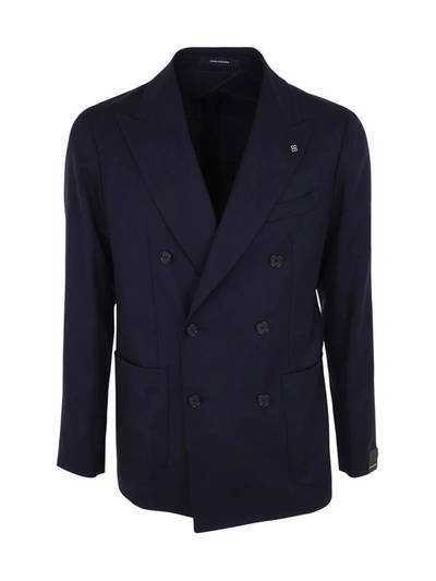 Shop Tagliatore Double Breasted Piquet Blazer Clothing In Blue