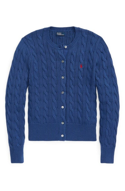Shop Ralph Lauren Cable Stitch Cardigan In Gem Blue