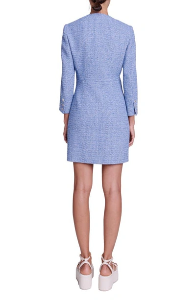 Shop Maje Renablito Tweed Dress In Blue