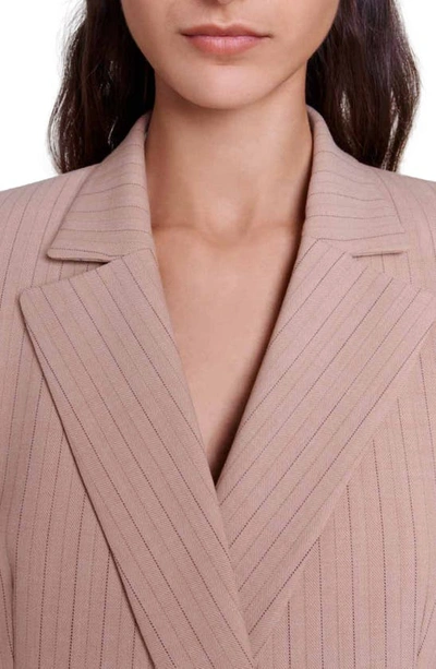 Shop Maje Harell Double Breasted Blazer In Beige