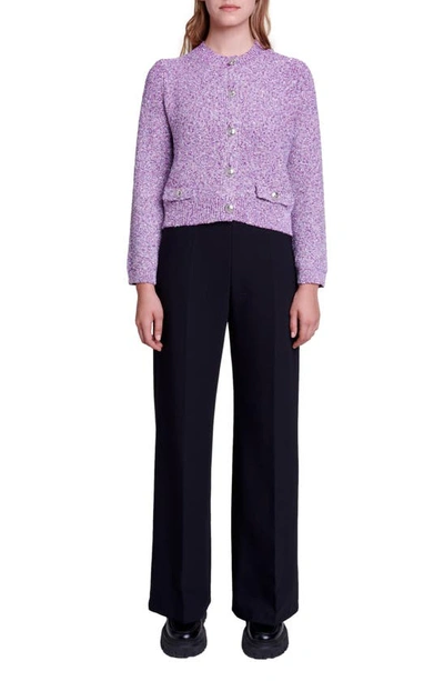 Shop Maje My Purple Marled Cardigan In Fuchsia Pink