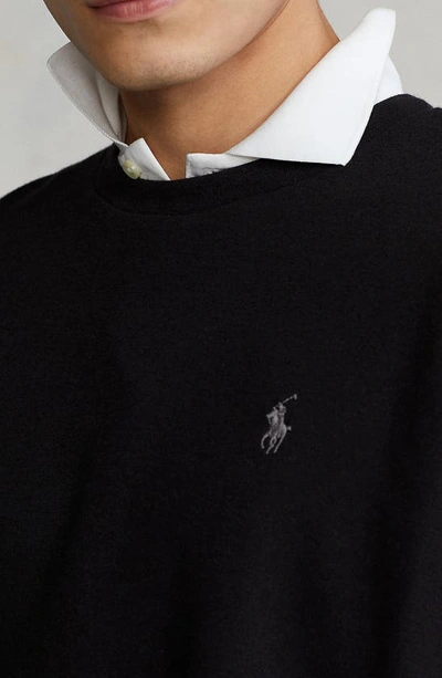 Shop Polo Ralph Lauren Knit Crewneck Sweatshirt In Polo Black/ C9686