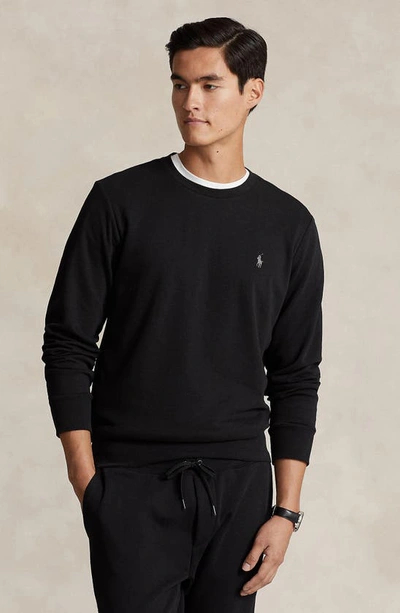 Shop Polo Ralph Lauren Knit Crewneck Sweatshirt In Polo Black/ C9686