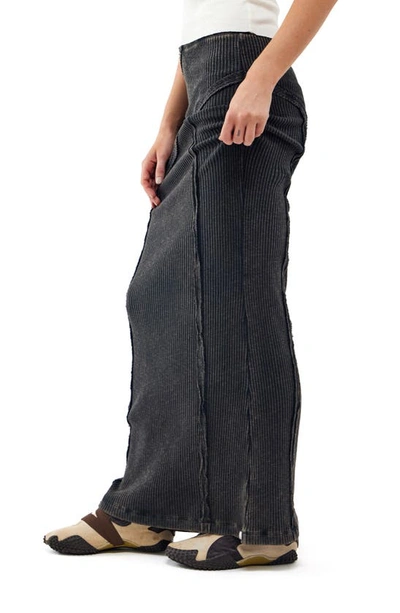 Shop Bdg Urban Outfitters Washed Rib Seam Detail Knit Maxi Skirt In Charcoal