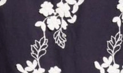 Shop Erdem Embroidered Floral Midi Dress In Navy