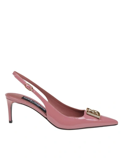 Shop Dolce & Gabbana Patent Leather Slingback In Pink