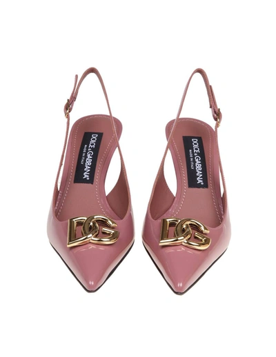 Shop Dolce & Gabbana Patent Leather Slingback In Pink
