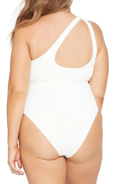 Shop L*space Phoebe Classic One-shoulder Rib One-piece Swimsuit In Cream
