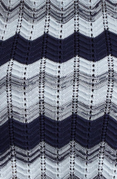 Shop Ramy Brook Micah Chevron Sweater Minidress In Navy Combo High Twist Cotton