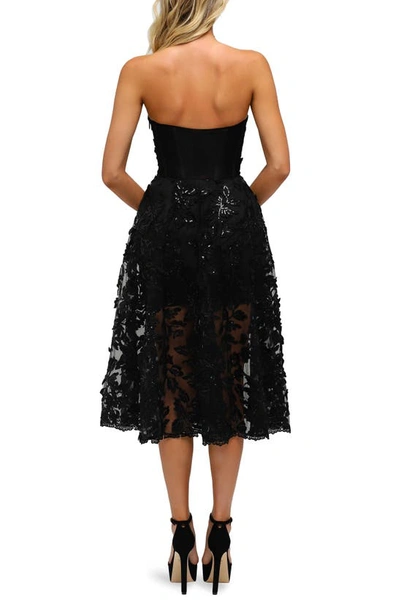 Shop Helsi Florence Sequin Floral Strapless Midi Dress In Black