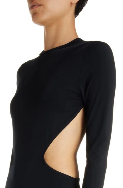 Shop Balenciaga Cutout Long Sleeve Stretch Jersey Gown In Black