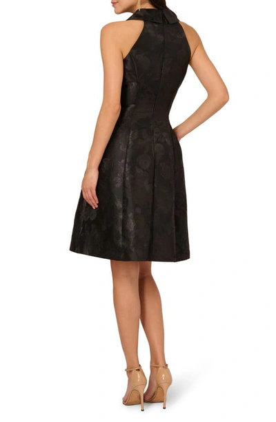 Adrianna Papell Tuxedo Jacquard Dress In Black