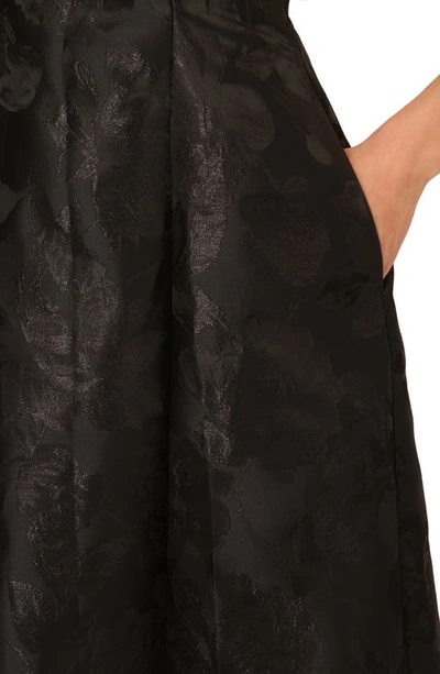 Shop Adrianna Papell Metallic Floral Jacquard Sleeveless Fit & Flare Cocktail Dress In Black