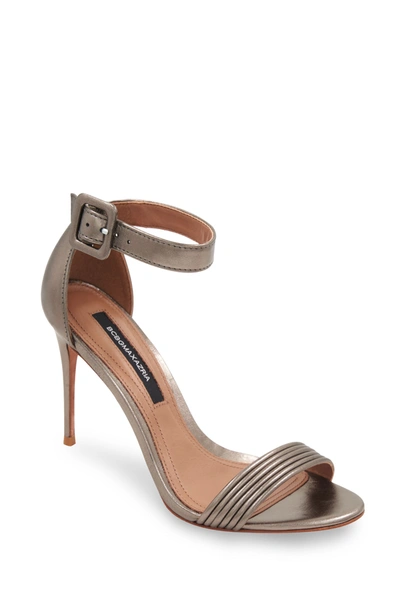 Shop Bcbgmaxazria Lucy Metallic Sandal Heel In Silver