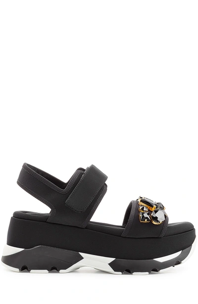 Marni Embellished Flatform Sandals In Black