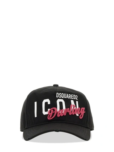 Shop Dsquared2 Baseball Hat With D2 Patch In Black