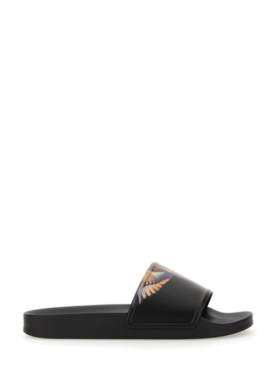 Shop Marcelo Burlon County Of Milan Slide Sandal With Logo In Black