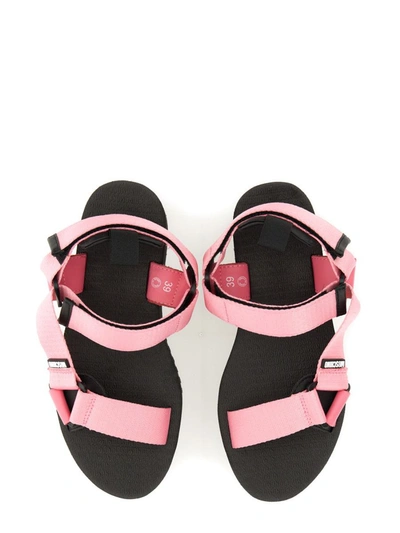 Moschino Women's Logo Print Strappy Platform Sandals In Pink