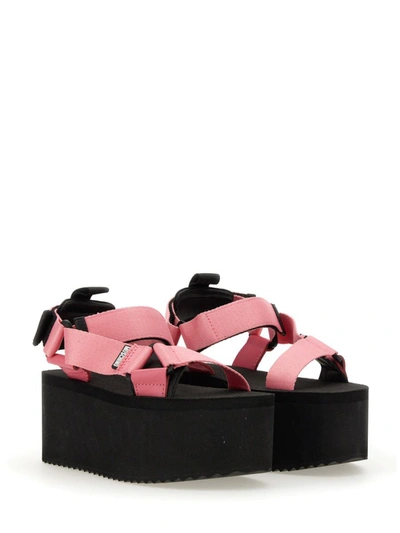 Moschino Women's Logo Print Strappy Platform Sandals In Pink