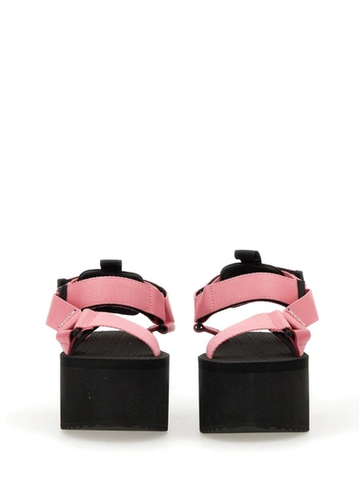 Moschino Women's Logo Print Strappy Platform Sandals In Pink