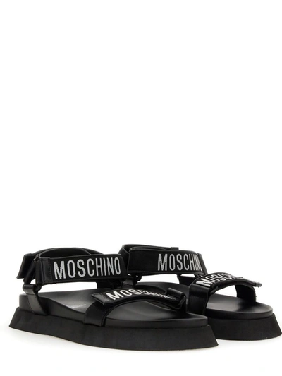 Shop Moschino Sandal With Logo In Black