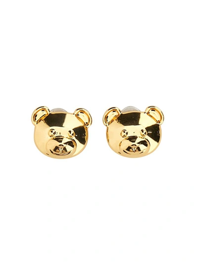 Shop Moschino Teddy Bear Clip Earrings In Gold