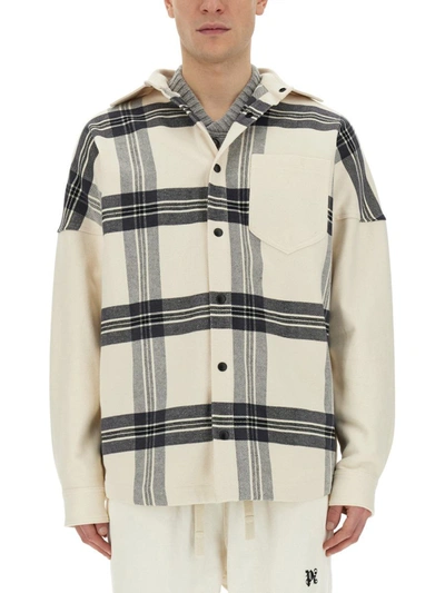 Shop Palm Angels Overshirt Check In White