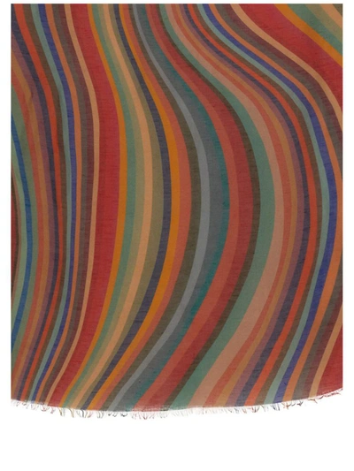 Shop Paul Smith Scarf With Logo In Multicolour