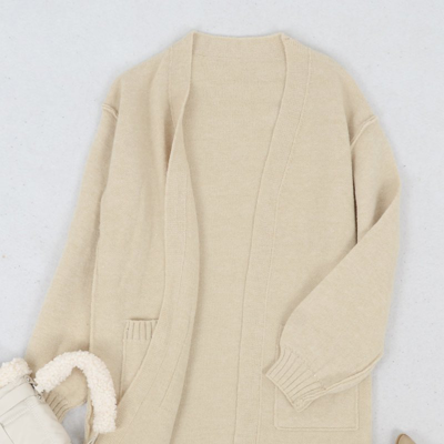 Shop Anna-kaci Long Sleeve Overcoat Sweater Open Front Cardi In White