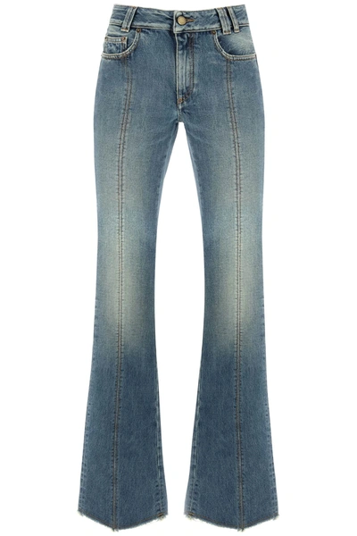 Shop Alessandra Rich Flared Jeans With Crystal Rose In Blue