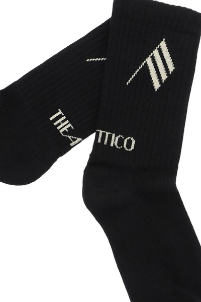 Shop Attico Logo Shorts Sports Socks In Beige, Black