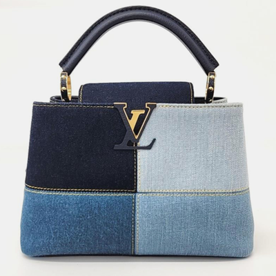 Pre-owned Louis Vuitton Denim Capucines Bb In Blue