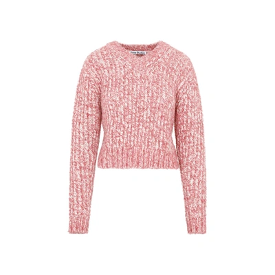 Shop Acne Studios Wool V Neck Sweater In Pink & Purple