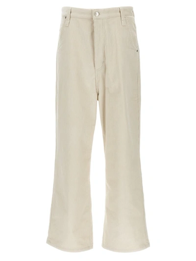 Shop Ami Alexandre Mattiussi Ami Paris Ribbed Velvet Pants In White