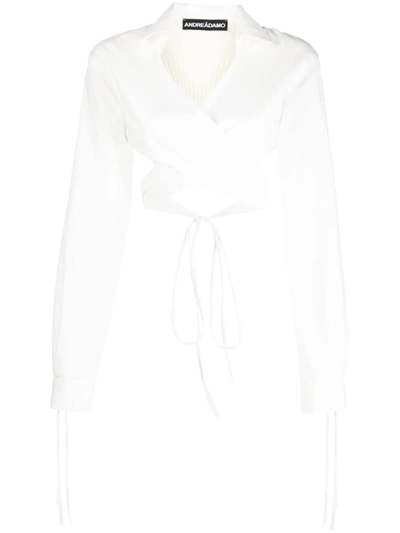 Shop Andreädamo Andreādamo Cardigan With Ribbed Clothing In 000 0474 Ivory