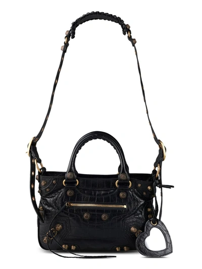 Shop Balenciaga Neo Cagole Shoulder Strap Bags In Black