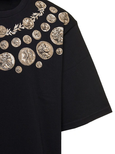 Shop Dolce & Gabbana Black Oversized T-shirt With 'monete' Print Detail In Cotton Man
