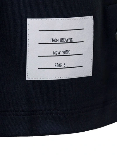 Shop Thom Browne Blue Crewneck T-shirt With Signature Rwb Chest Pocket In Cotton Man