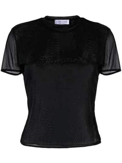Shop Blumarine Blusa M/c C/logo Str Clothing In Black