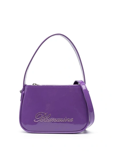 Blumarine Patent-finish Rhinestone Tote Bag In Pink & Purple