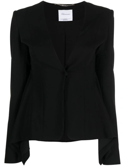 Blumarine Tailored Peplum V-neck Jacket In Black