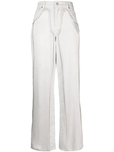Blumarine High-waist Satin-panelled Jeans In Grey