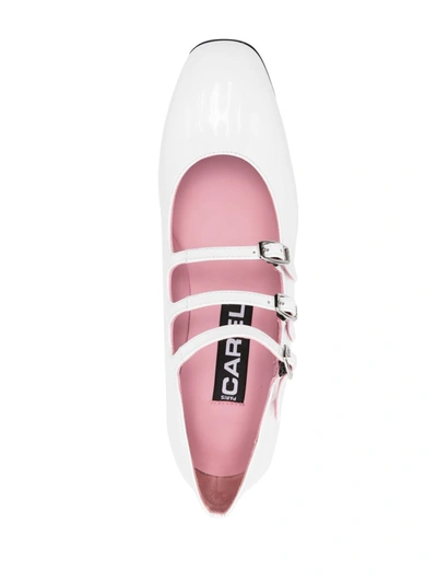 Carel Paris Ariana Patent Leather Mary Janes Ballet Flats In Verni Blanc