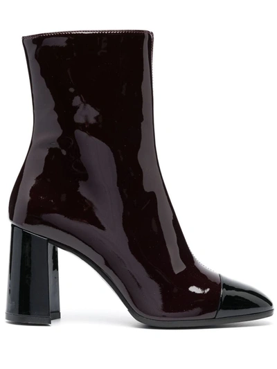 Carel Paris 100 Patent Leather Ankle Boots In Brown