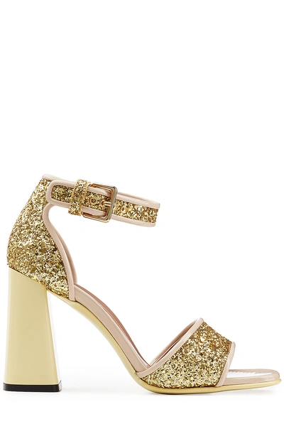 Marni Glitter High Heel Sandals In Gold