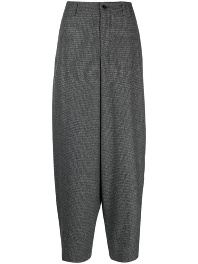 Closed Check-pattern Tapered Trousers In 180 Charcoal