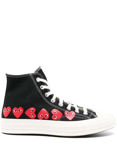 Shop Comme Des Garçons Play Converse Multi Heart High Top Sneakers Shoes In Black