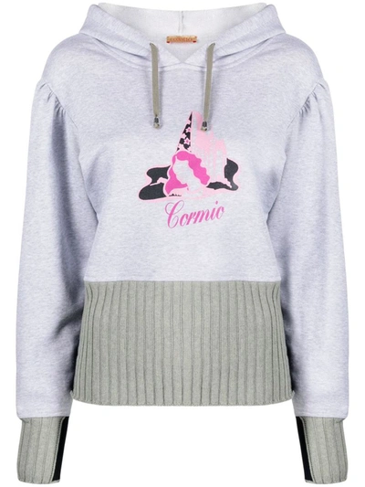 Cormio Michelle Graphic-print Cotton Hoodie In Grey